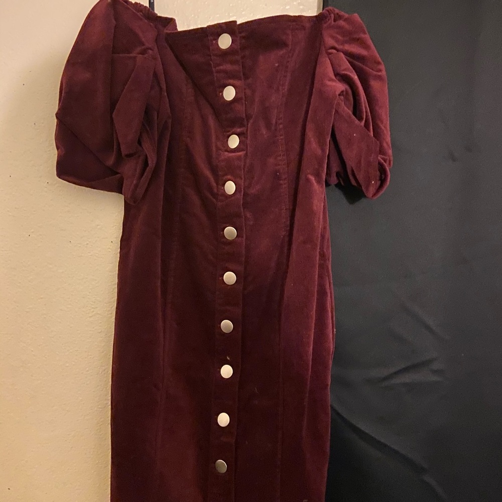 Burgundy button up dress